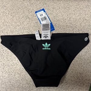 Adidas Black Bikini Bottom with Teal Logo